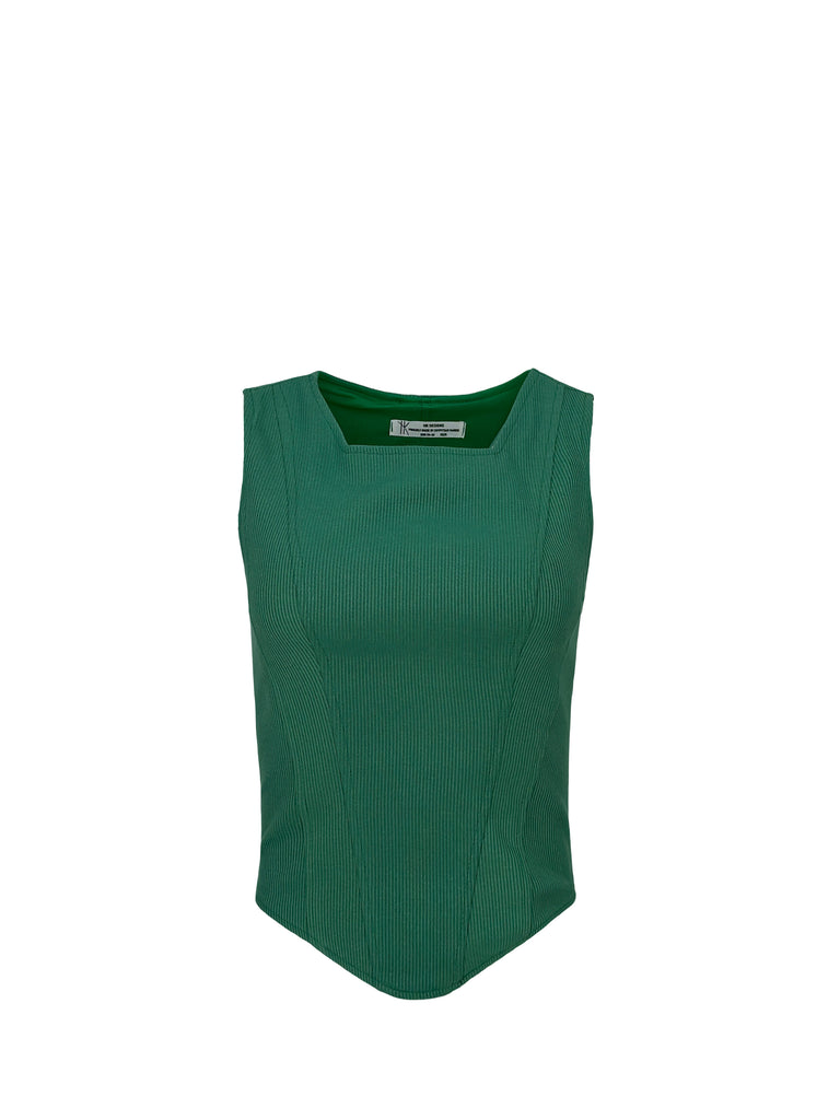 Ribbed Corset Set Top Green