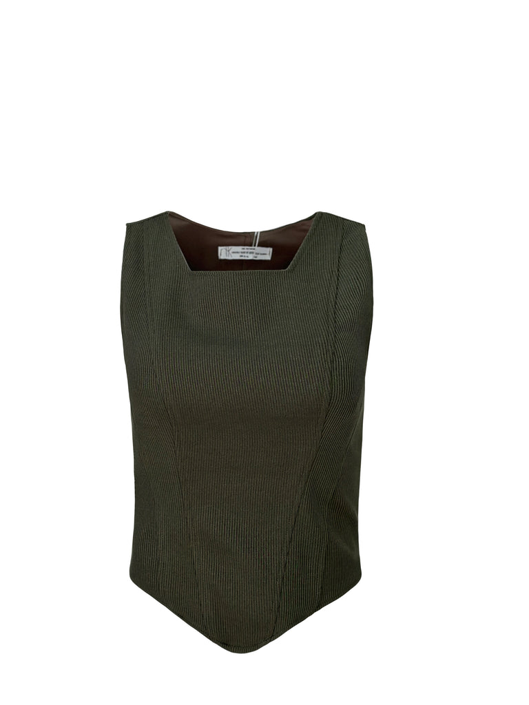 Ribbed Corset Set Top Olive