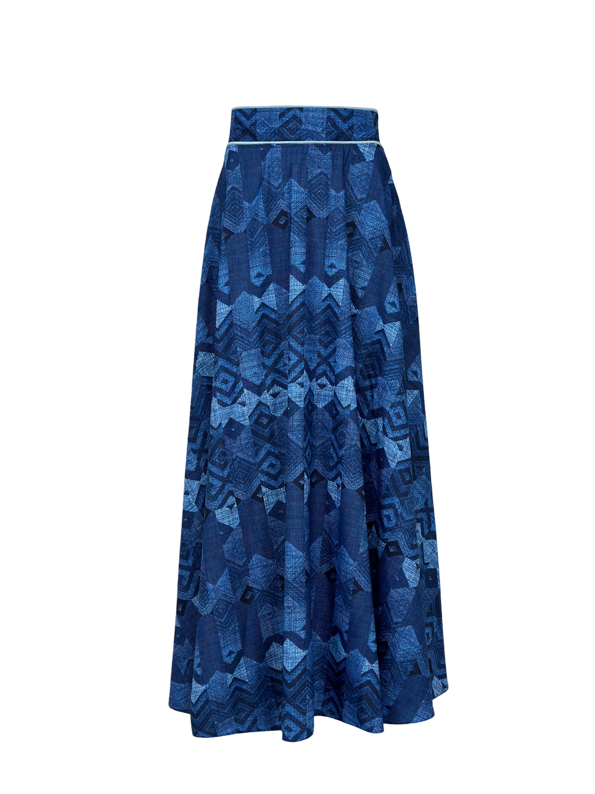 Boho Denim Big Ruff Skirt