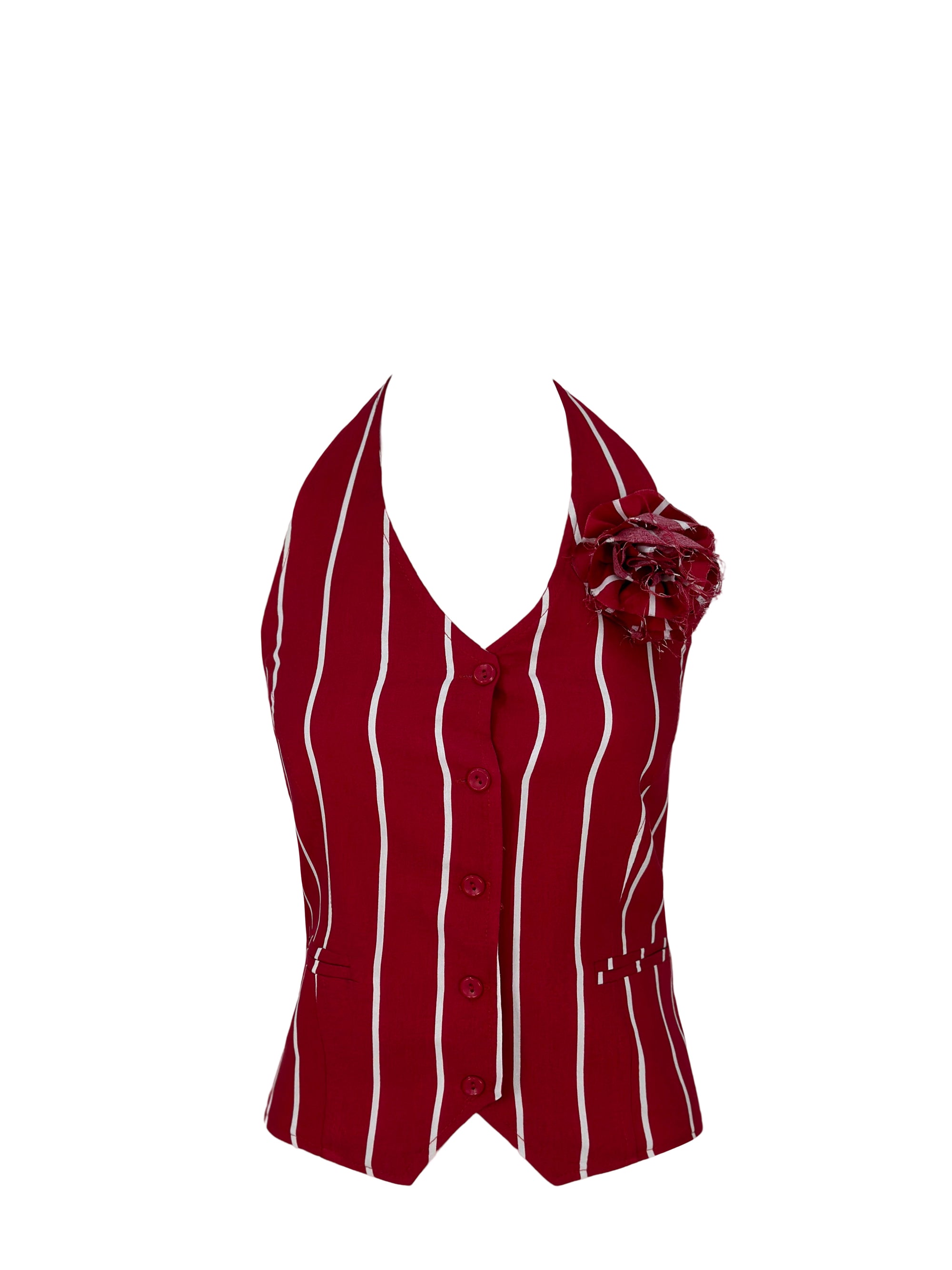 Fiore Stripped Set Vest Cherry