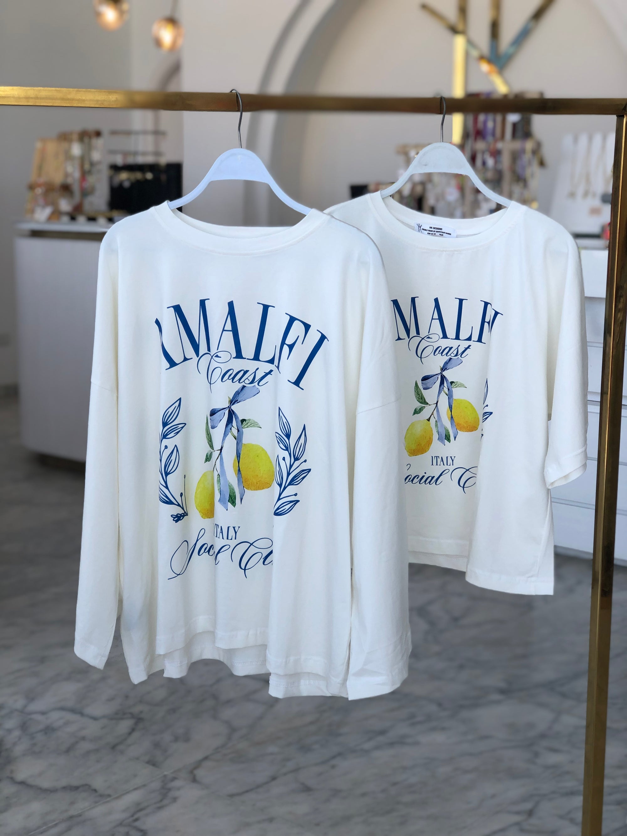 Amalfi Coast Cream T-Shirt Long Sleeve