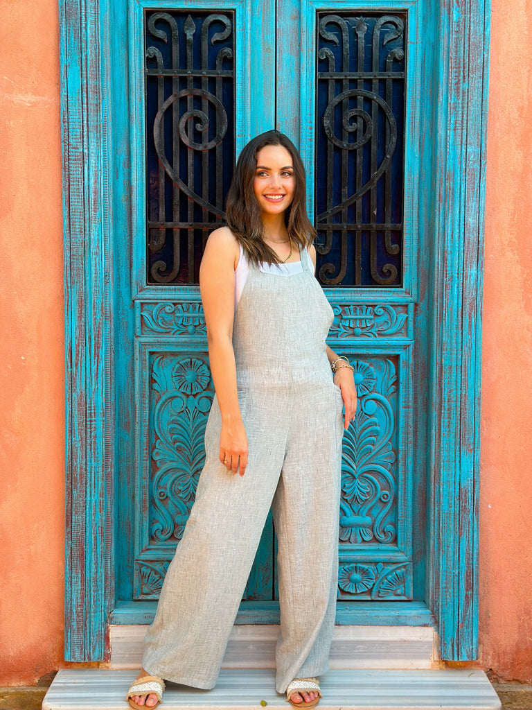 Linen Jumpsuit Baby Blue