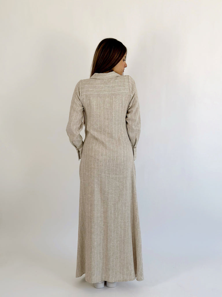 Wrap Drapes Linen Dress Oatmeal