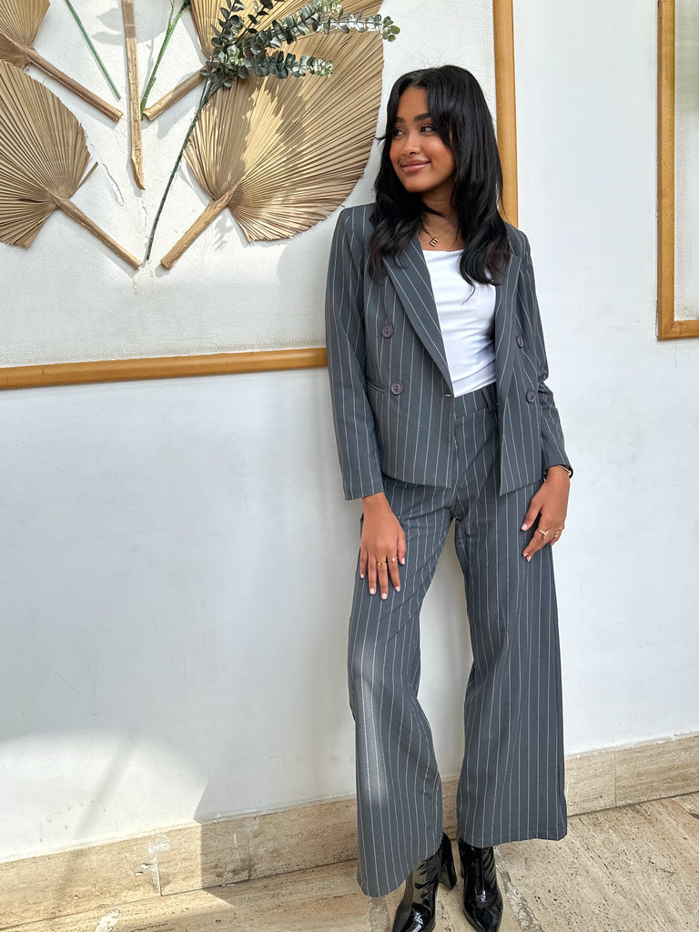 Strippy Suit Pants Grey