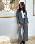 Strippy Suit Pants Grey