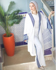 New Arabian Trim Kimono Cream Blues