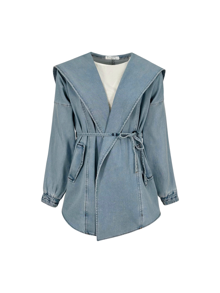 Hooded Denim Coat Ice