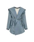 Hooded Denim Coat Ice