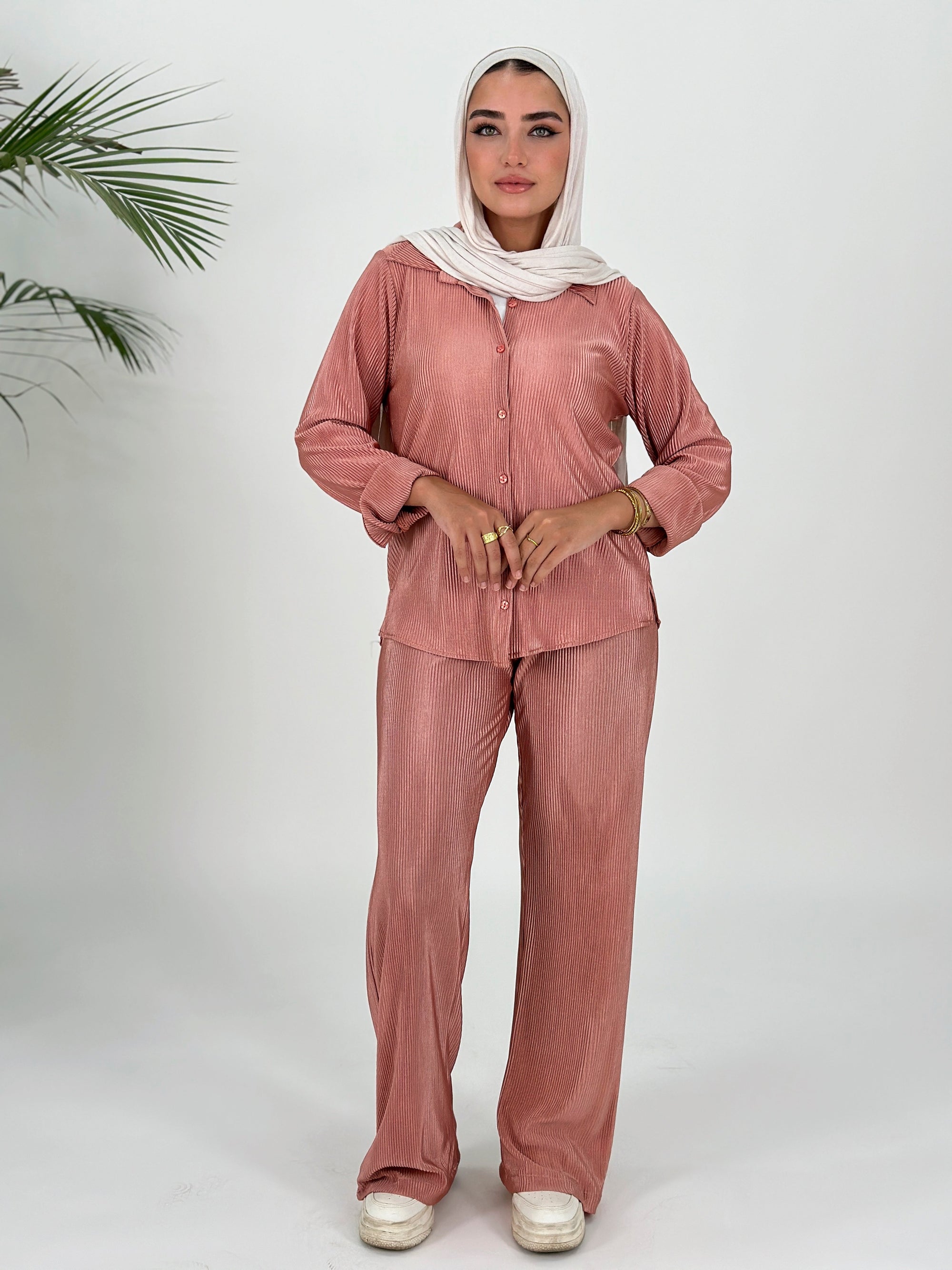 Plisse Set Shirt Rose Gold