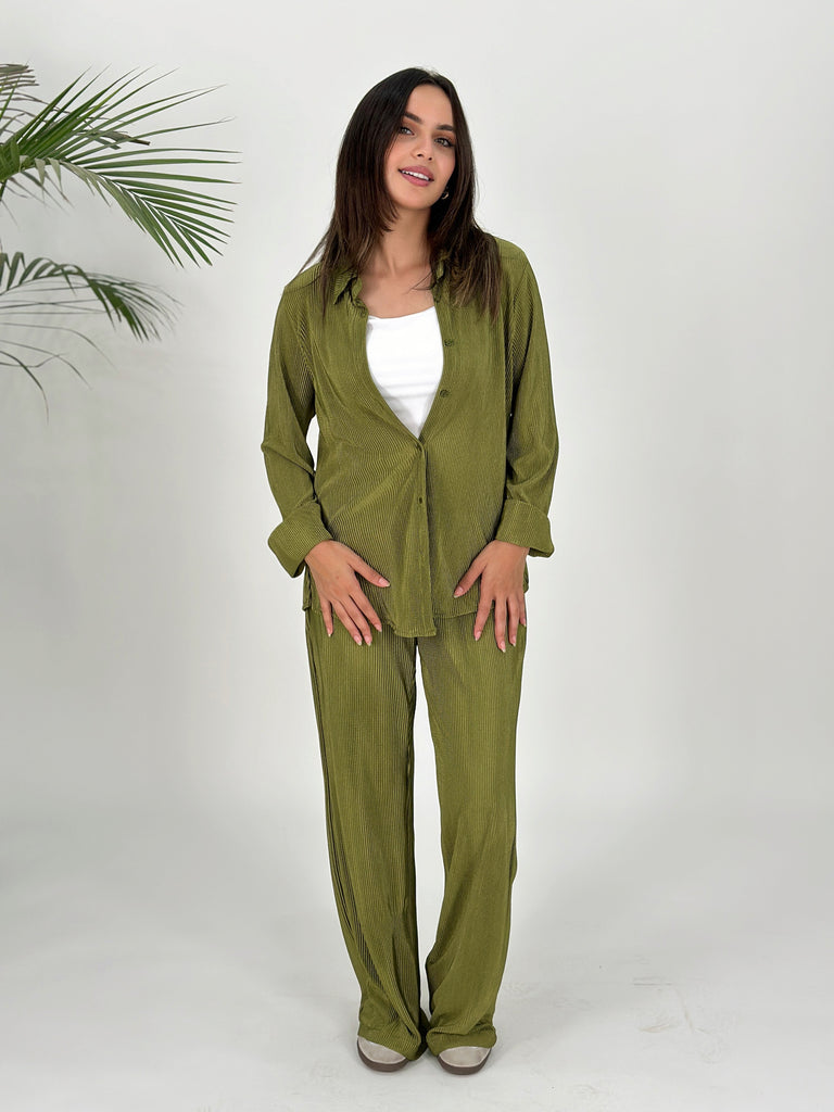 Plisse Set Pants Olive