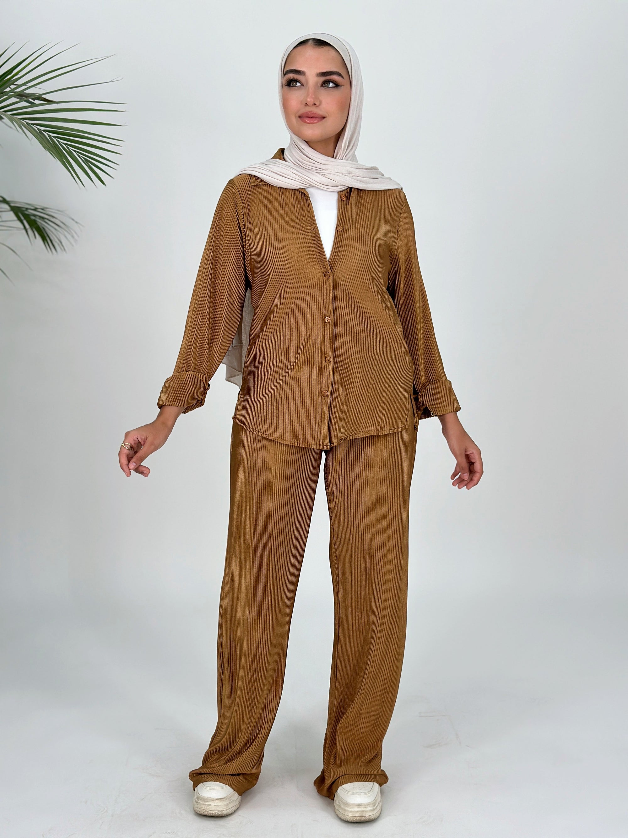 Plisse Set Pants Mocha