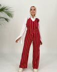 Fiore Stripped Set Vest Cherry