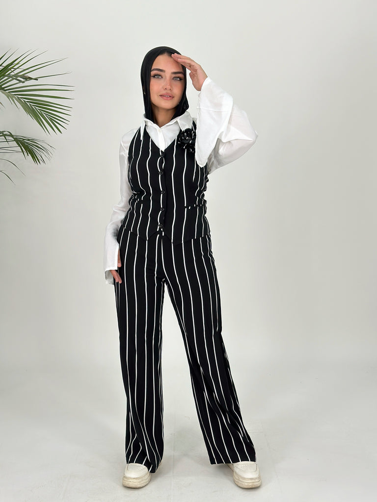 Fiore Stripped Set Pants Black