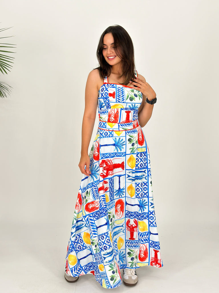 Mediterranean Summer Big Ruff Skirt