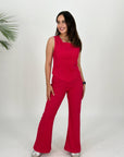 Ribbed Corset Set Pants Fuchsia