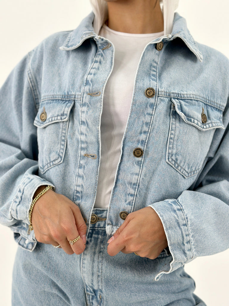 New Cropped Jeans Jacket Ice