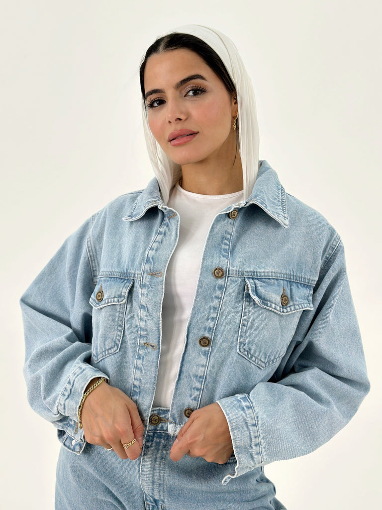 New Cropped Jeans Jacket Ice