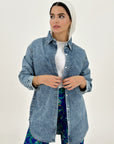 Long Basic Jeans Shirt Blue