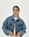 New Cropped Jeans Jacket True Blue