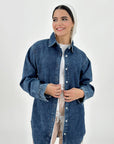 Long Basic Jeans Shirt Night Blue