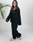 Boho Mesh Wide Pants Black