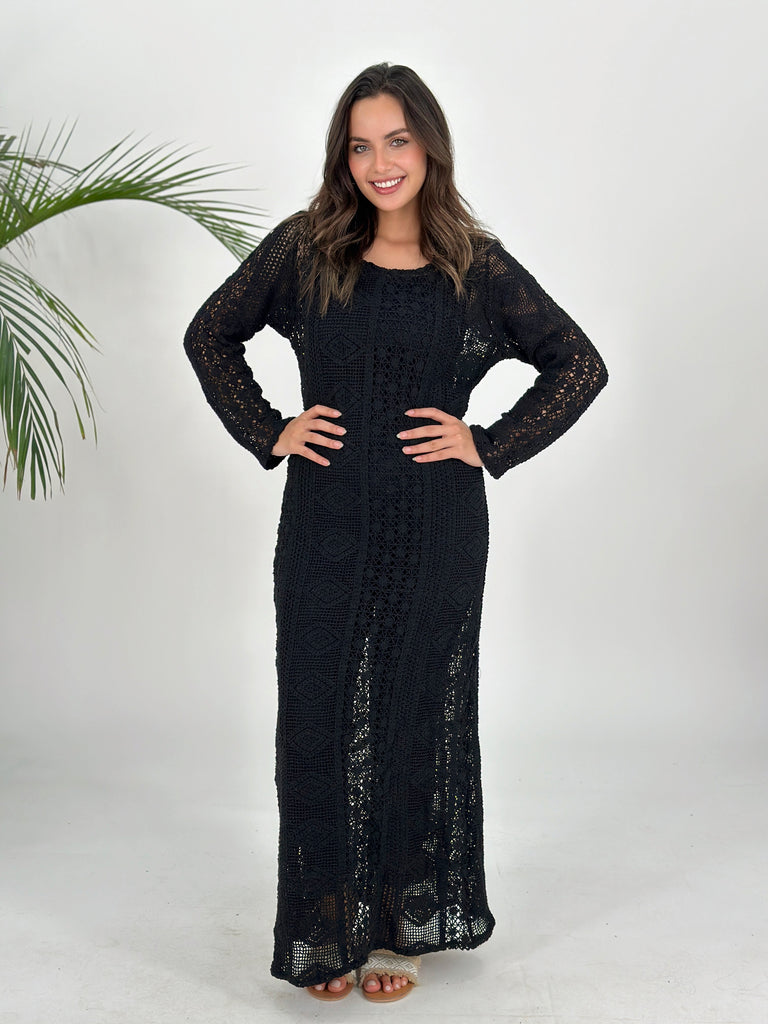 Black Boho Mesh Dress