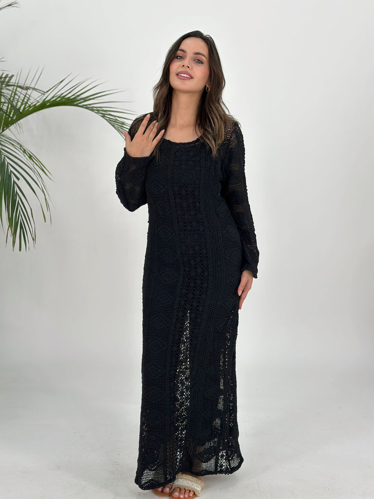 Black Boho Mesh Dress