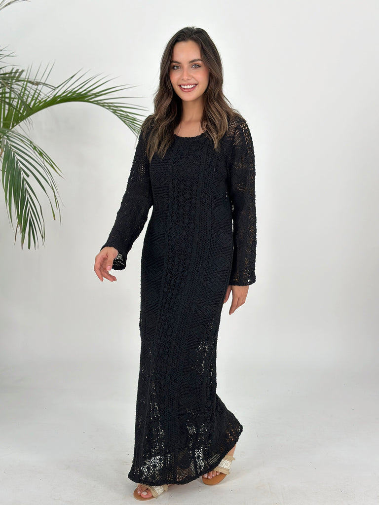 Black Boho Mesh Dress