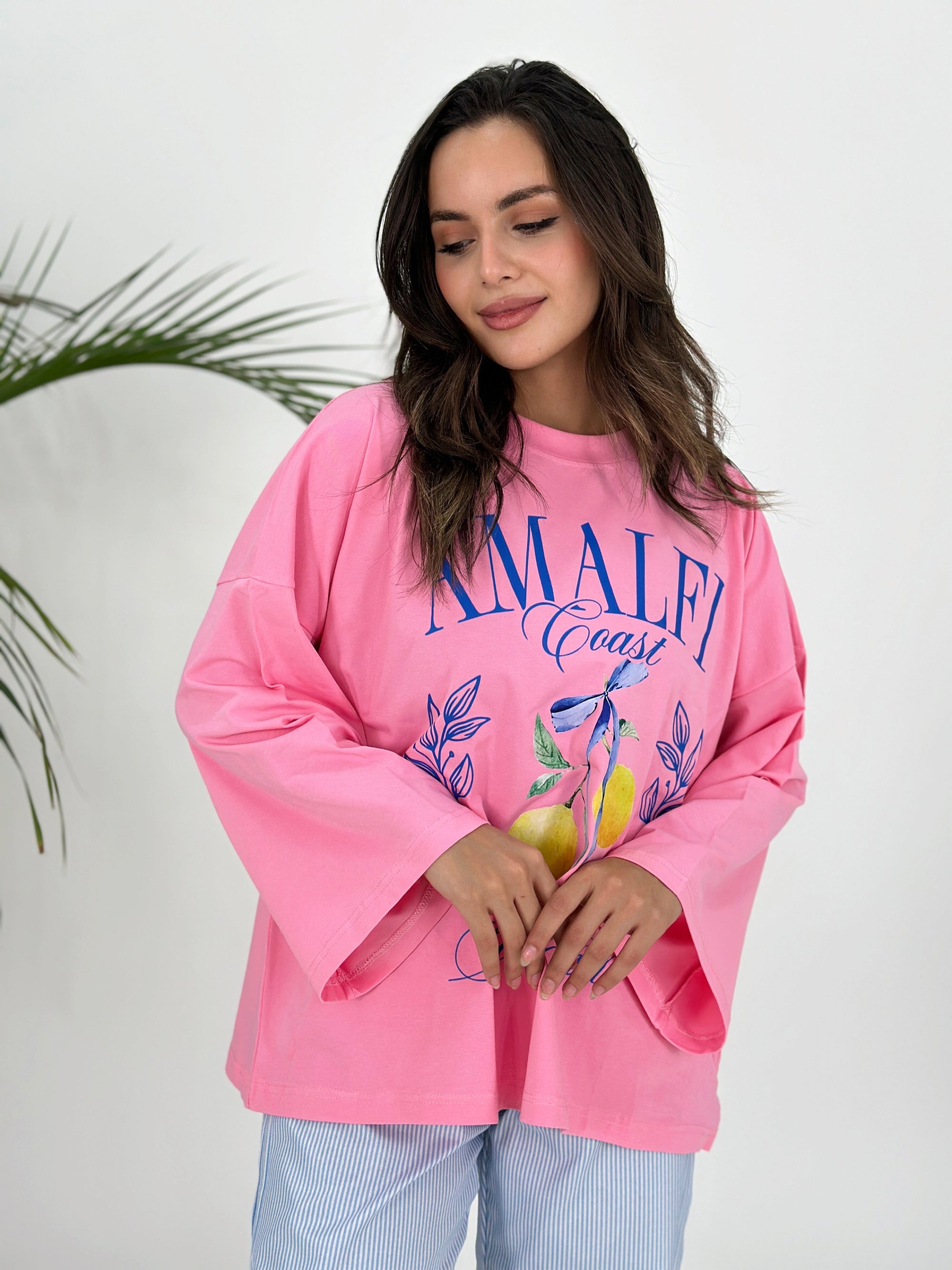 Amalfi Coast T-Shirt Long Sleeve Pink