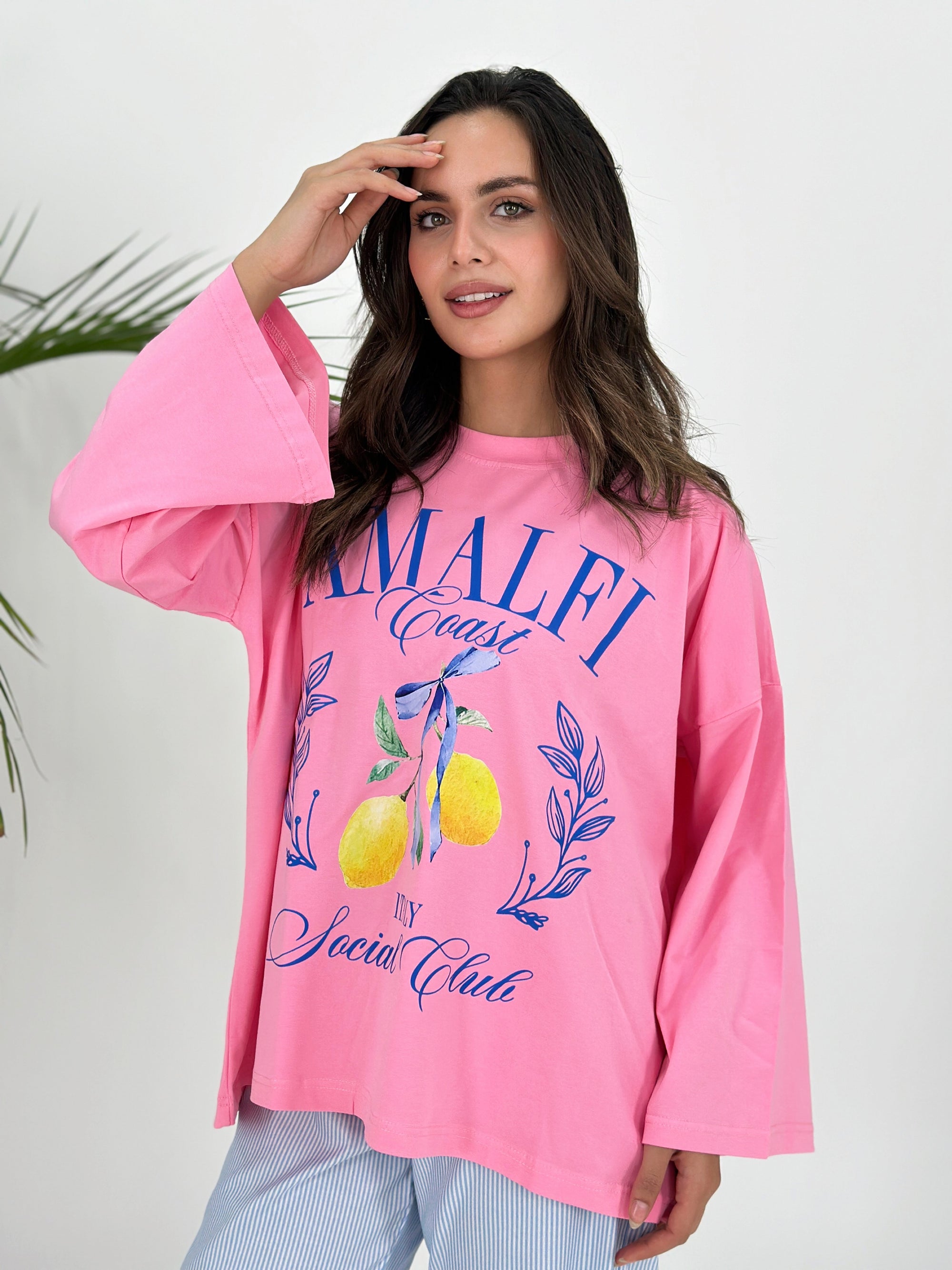 Amalfi Coast T-Shirt Long Sleeve Pink