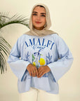 Amalfi Coast T-Shirt Long Sleeve Baby Blue