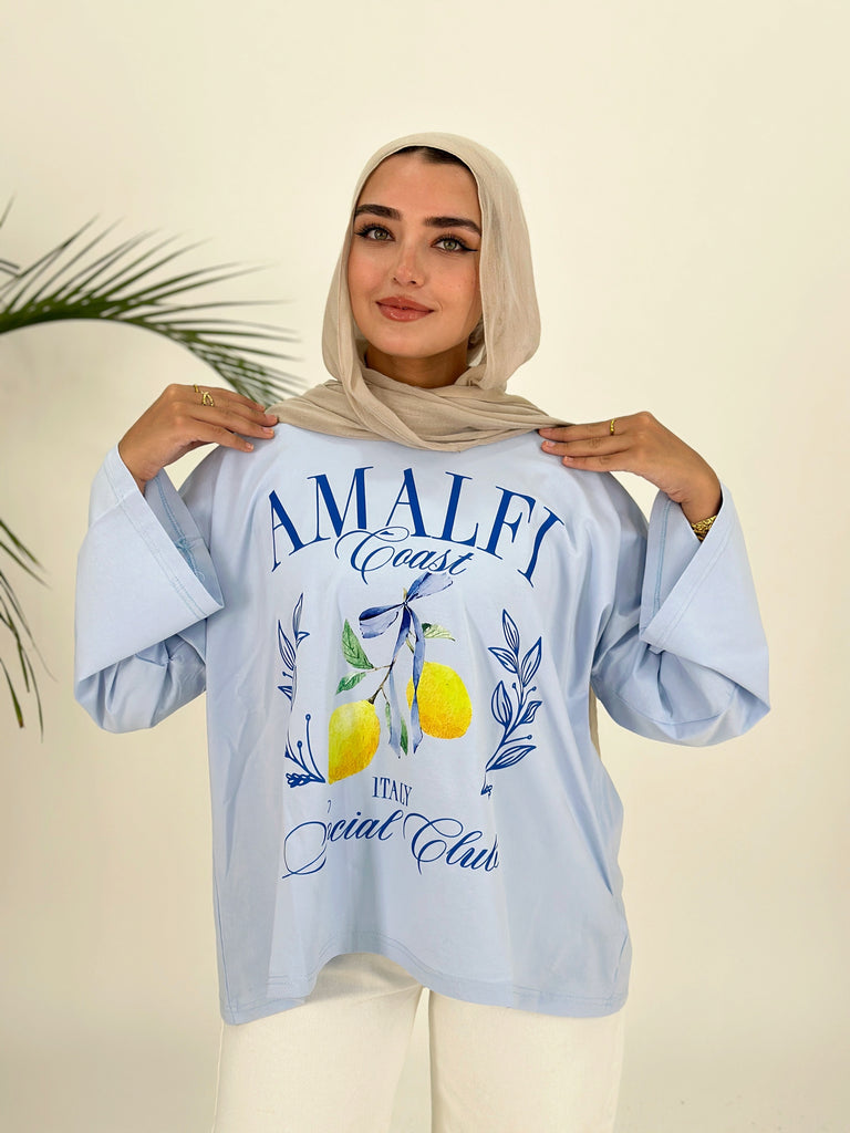 Amalfi Coast T-Shirt Long Sleeve Baby Blue