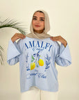 Amalfi Coast T-Shirt Long Sleeve Baby Blue