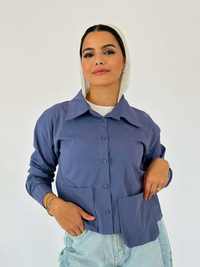 Timeless Crop Basic Shirt Lavender