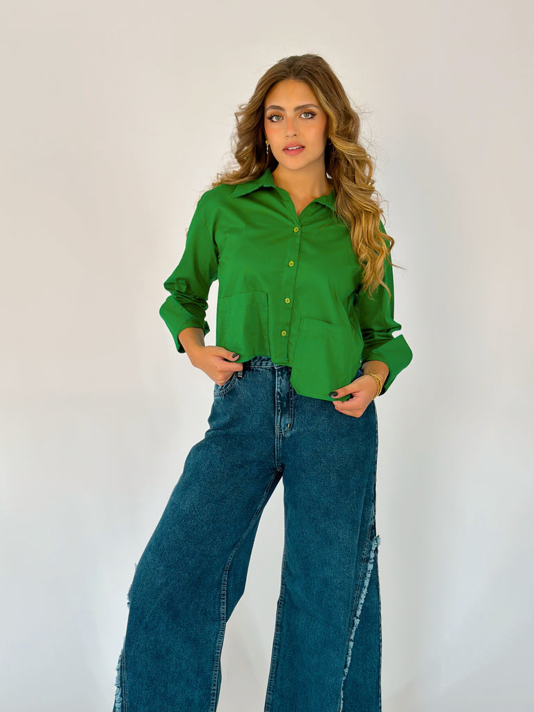 Timeless Crop Basic Shirt Green