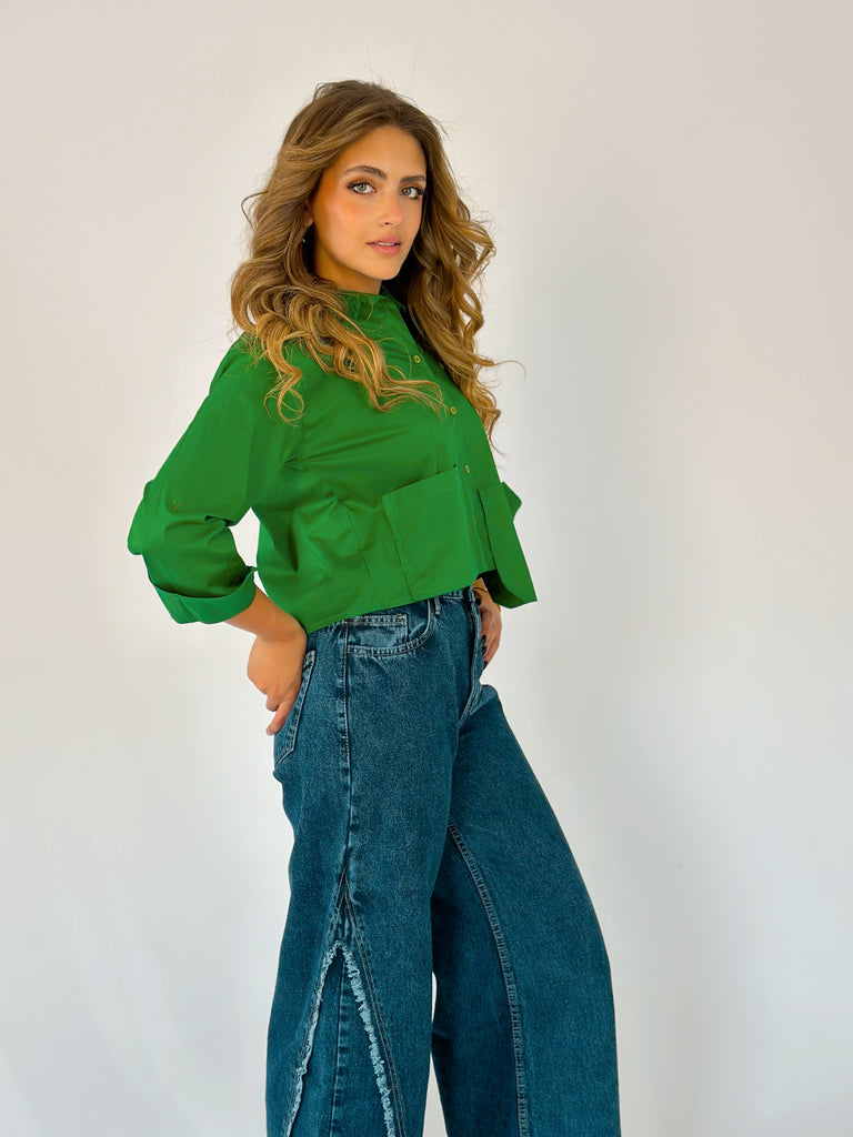 Timeless Crop Basic Shirt Green