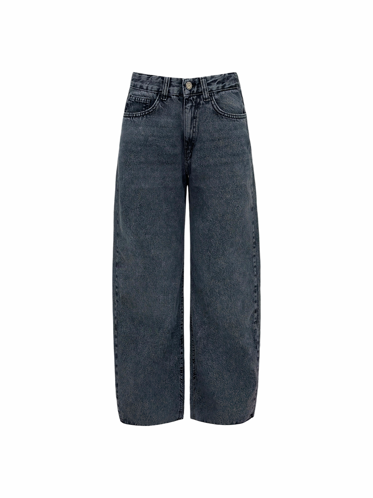 Baggy Balloon Denim Pants Silver Smoke