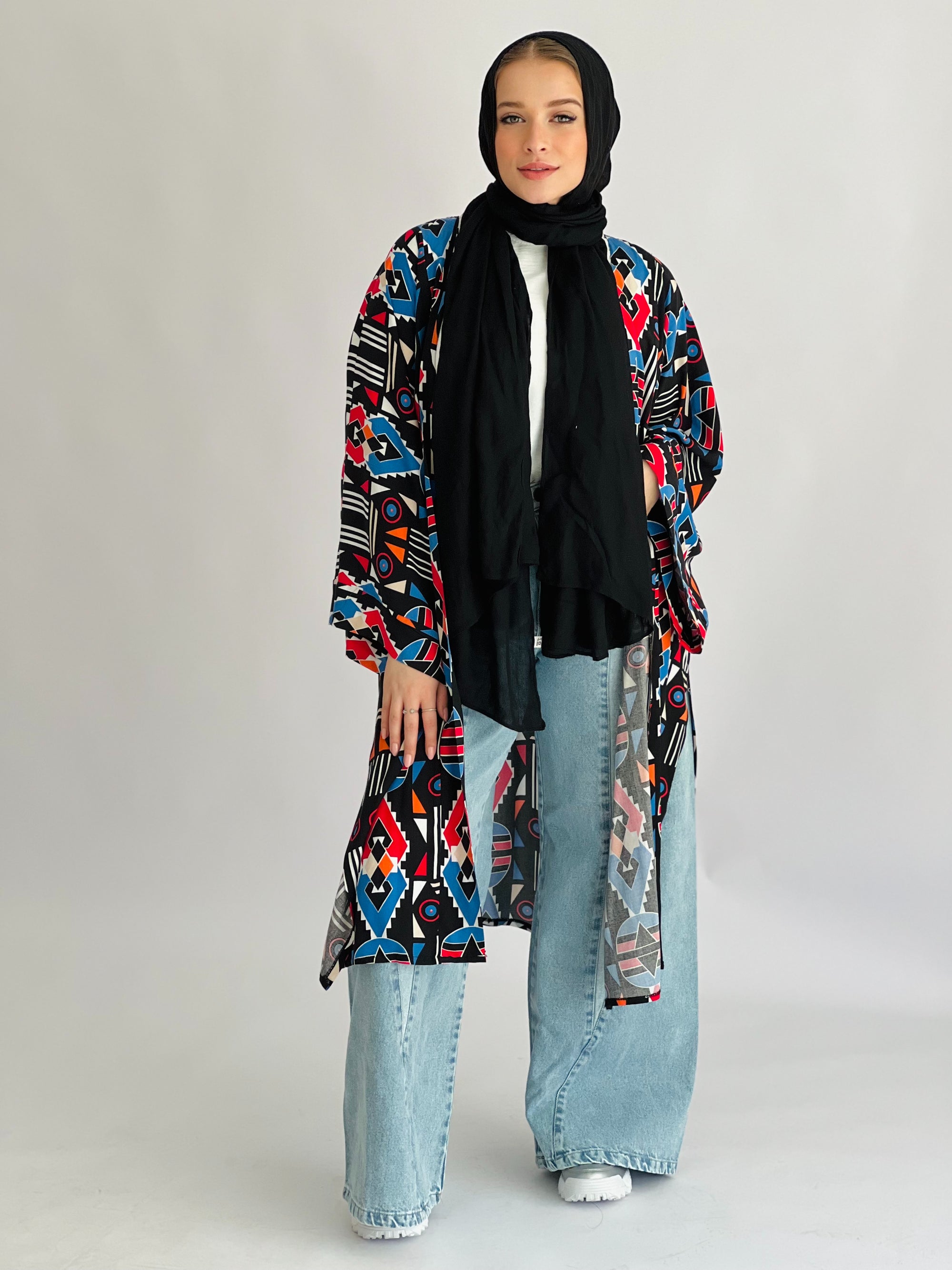 Effortless Colorful Kimono Black