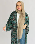 Boho Arabesques Kimono Emerald Green