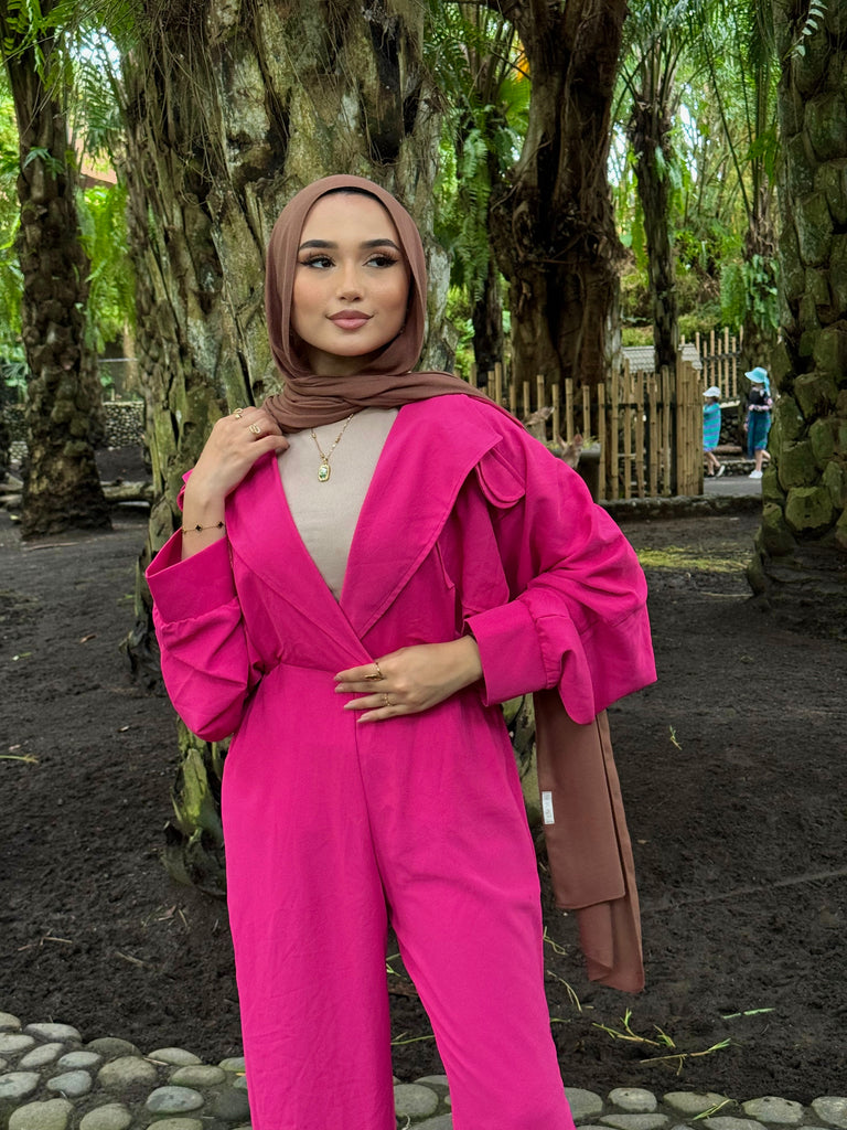 New All The Way Jumpsuit Fuchsia