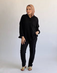 Glamy Everyday Lin Set Shirt Black