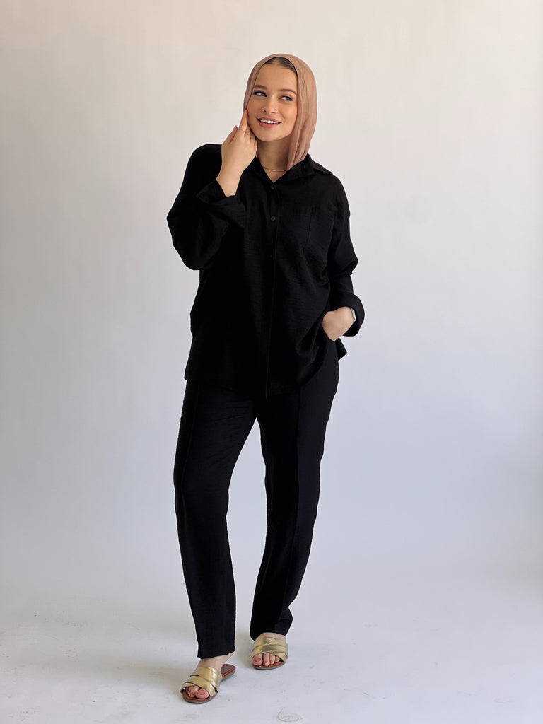 Glamy Everyday Lin Set Pants Black