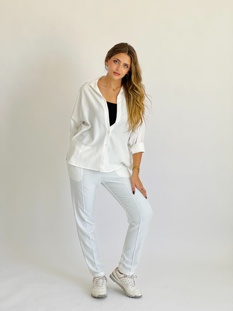 Glamy Everyday Lin Set Pants Cream