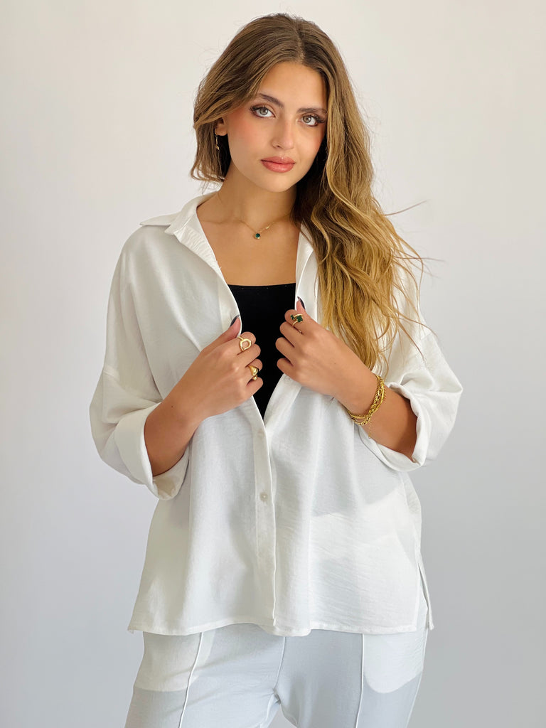 Glamy Everyday Lin Set Shirt Cream