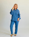 Glamy Everyday Lin Set Shirt Blue