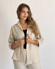 Glamy Everyday Lin Set Shirt Oatmeal