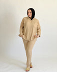 Glamy Everyday Lin Set Pants Beige