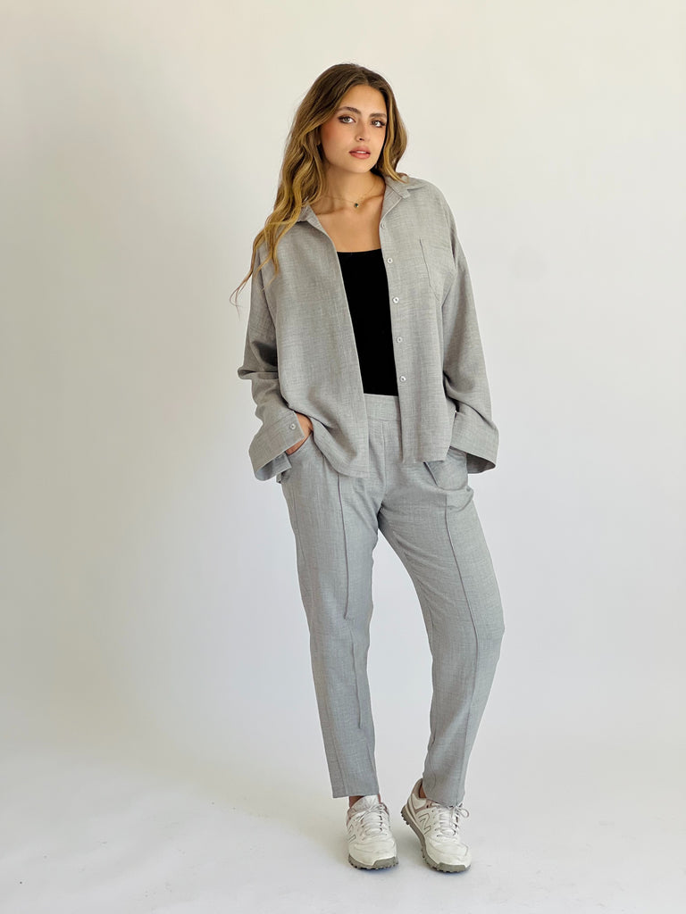 Glamy Everyday Lin Set Pants Heather Grey