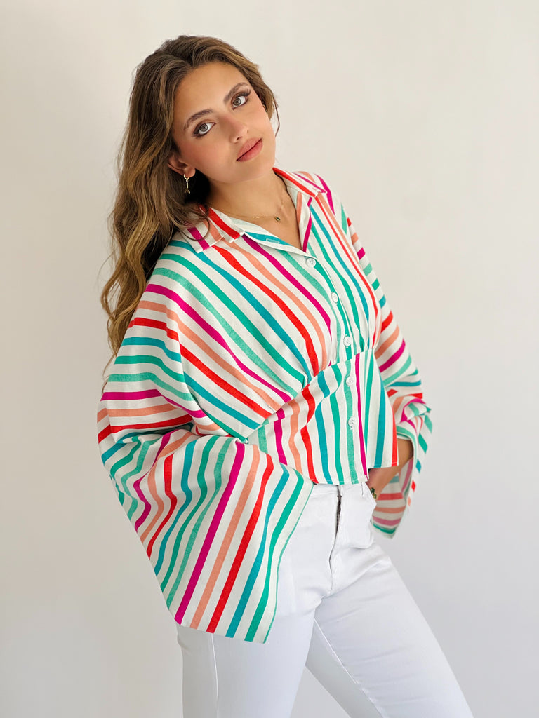 Colorful & Strippy Shirt Sour Apple