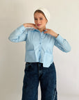 Timeless Crop Basic Shirt Baby Blue